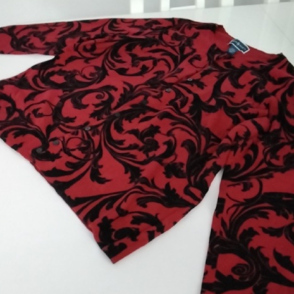 Red and Black Patterned Cardigan
